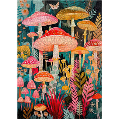 Puzzle en bois de champignons colorés 1000 pièces