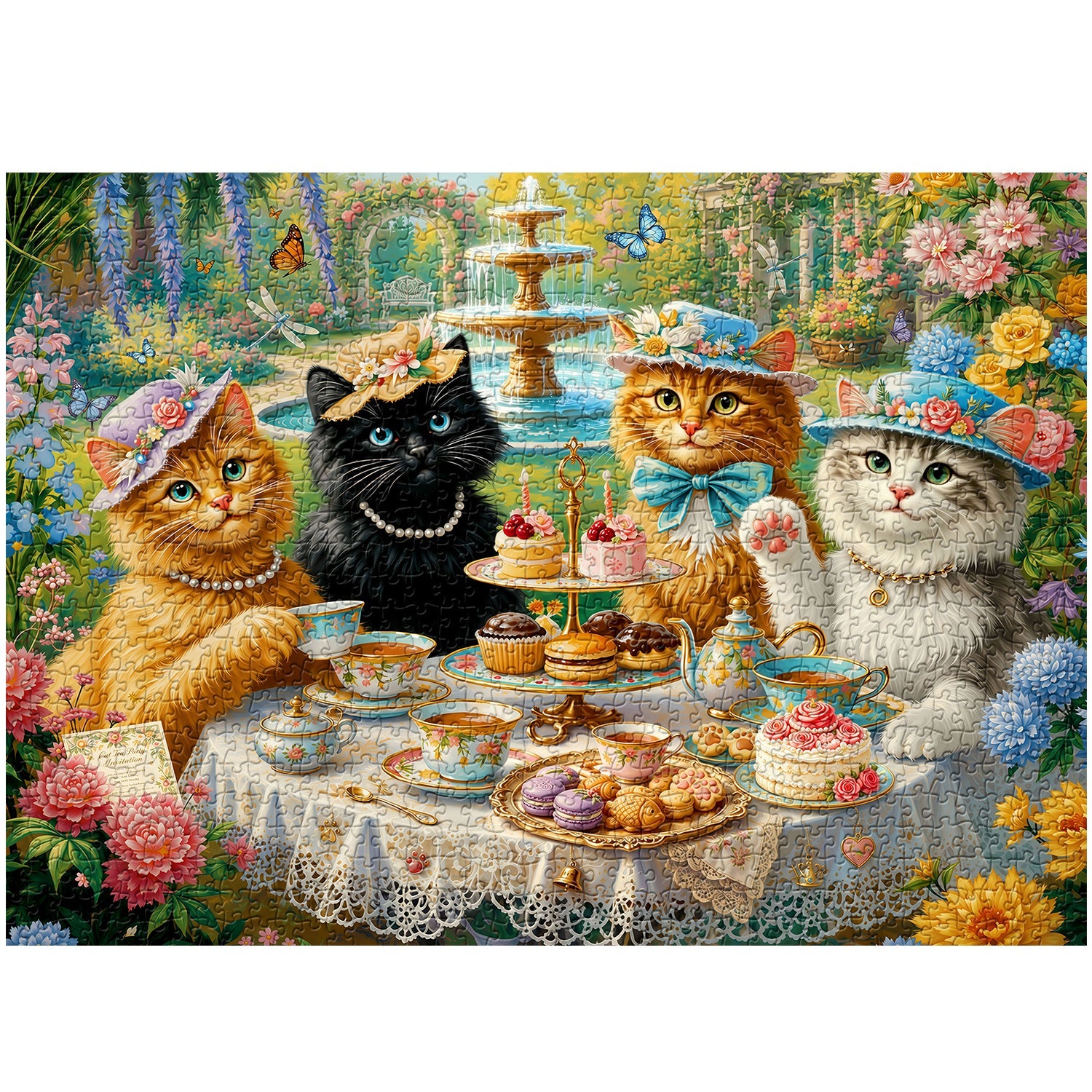 Cat Garden Tea Party Jigsaw Puzzle 1000 Pieces