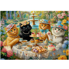 Cat Garden Tea Party Jigsaw Puzzle 1000 Pieces