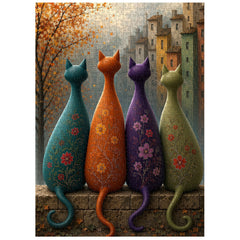 Autumn Cat Quartet Jigsaw Puzzle 1000 Piece