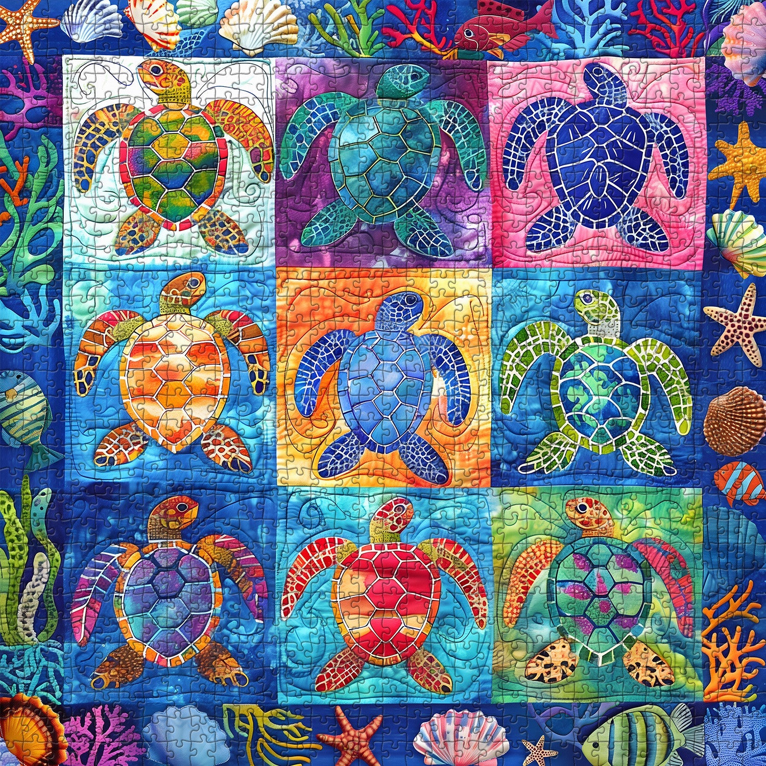 Colorful Ocean Turtles Jigsaw Puzzle 1000 Piece