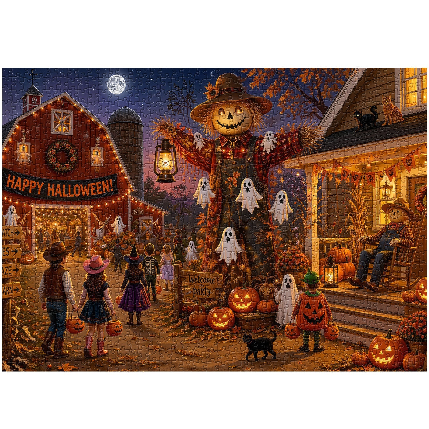 Halloween in Scarecrow Town Jigsaw Puzzle 1000 Pieces
