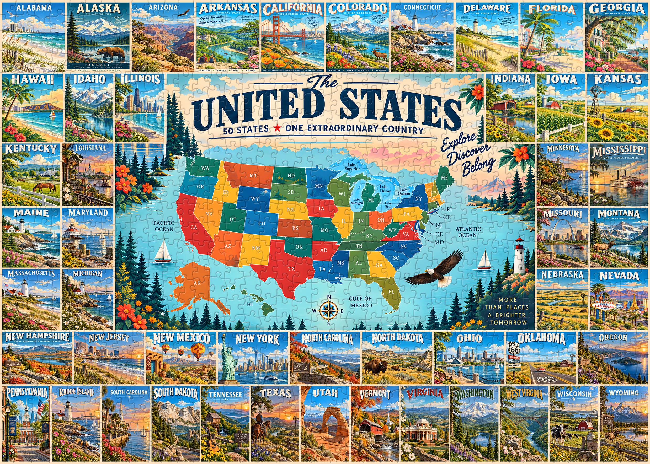 American Travel Collection Jigsaw Puzzle 1000 Piece