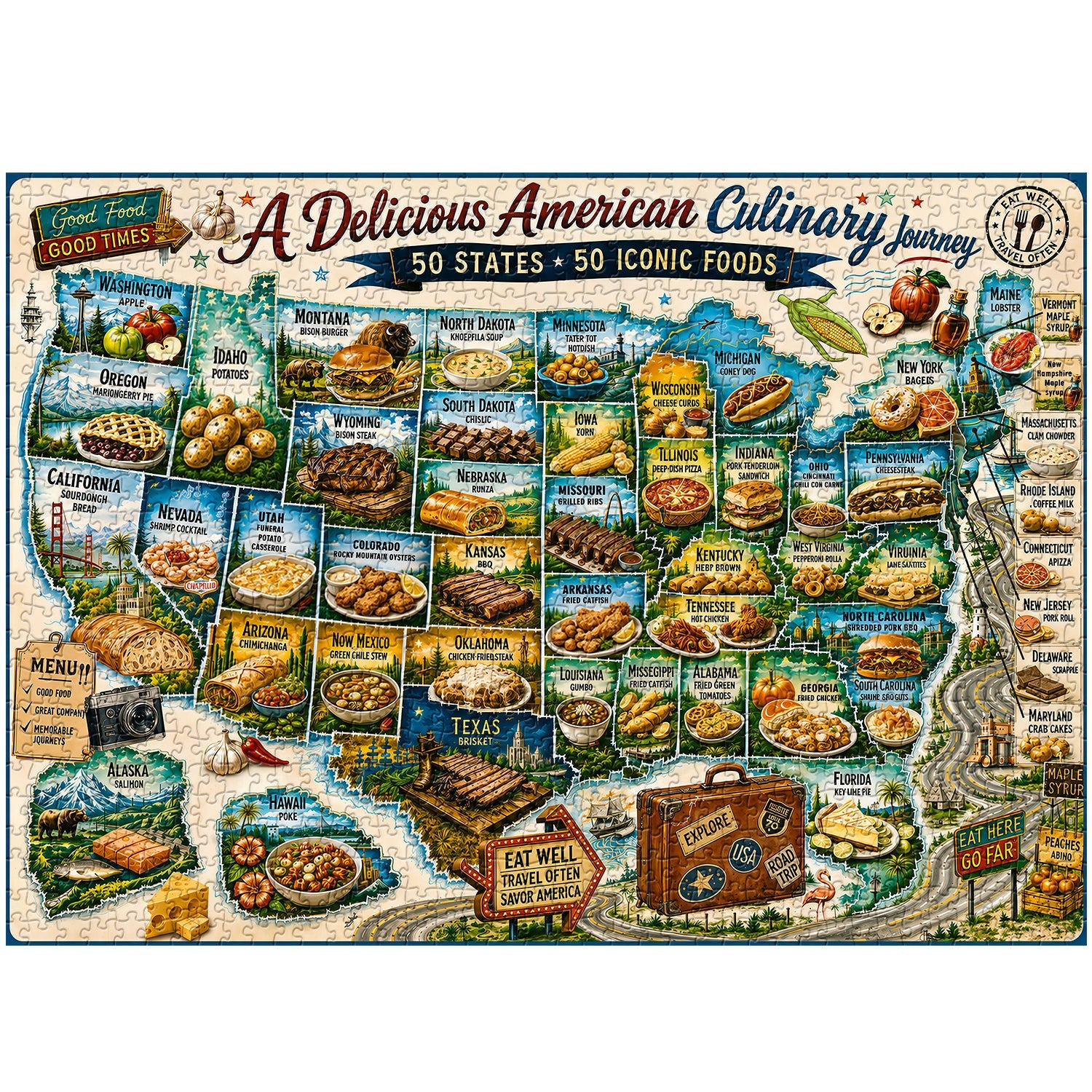 American Food Tour Jigsaw Puzzle 1000 Pieces