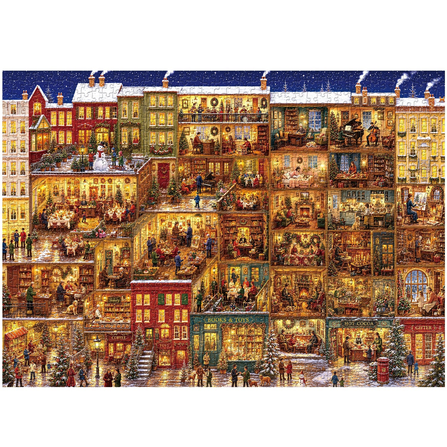Starry Snow Town Jigsaw Puzzle 1000 Piece