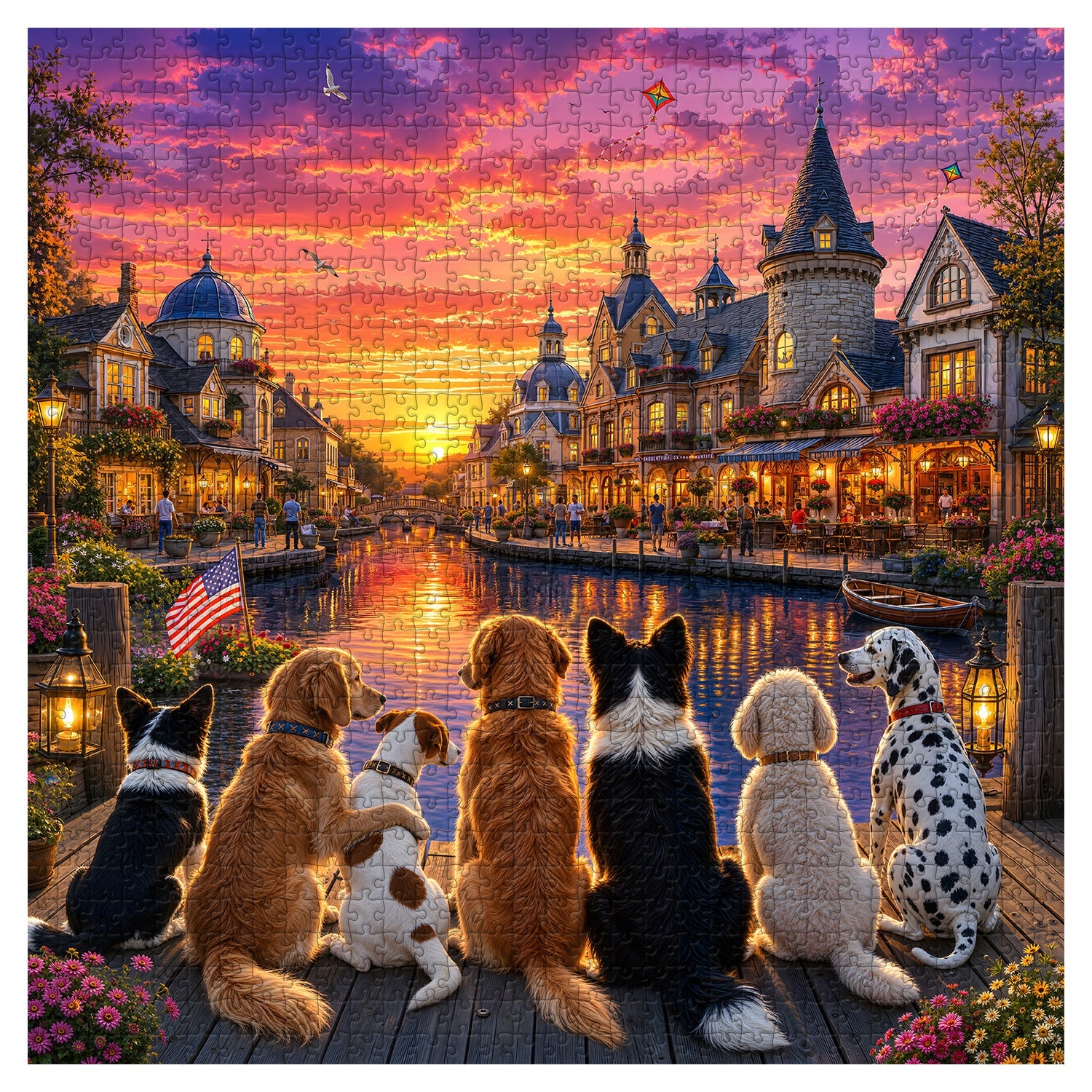 Sunset Dog Pier Jigsaw Puzzle 1000 Piece