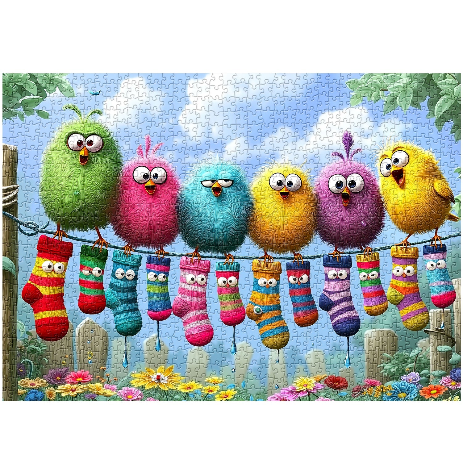 Cute Birds Laundry Day Jigsaw Puzzle 1000 Piece