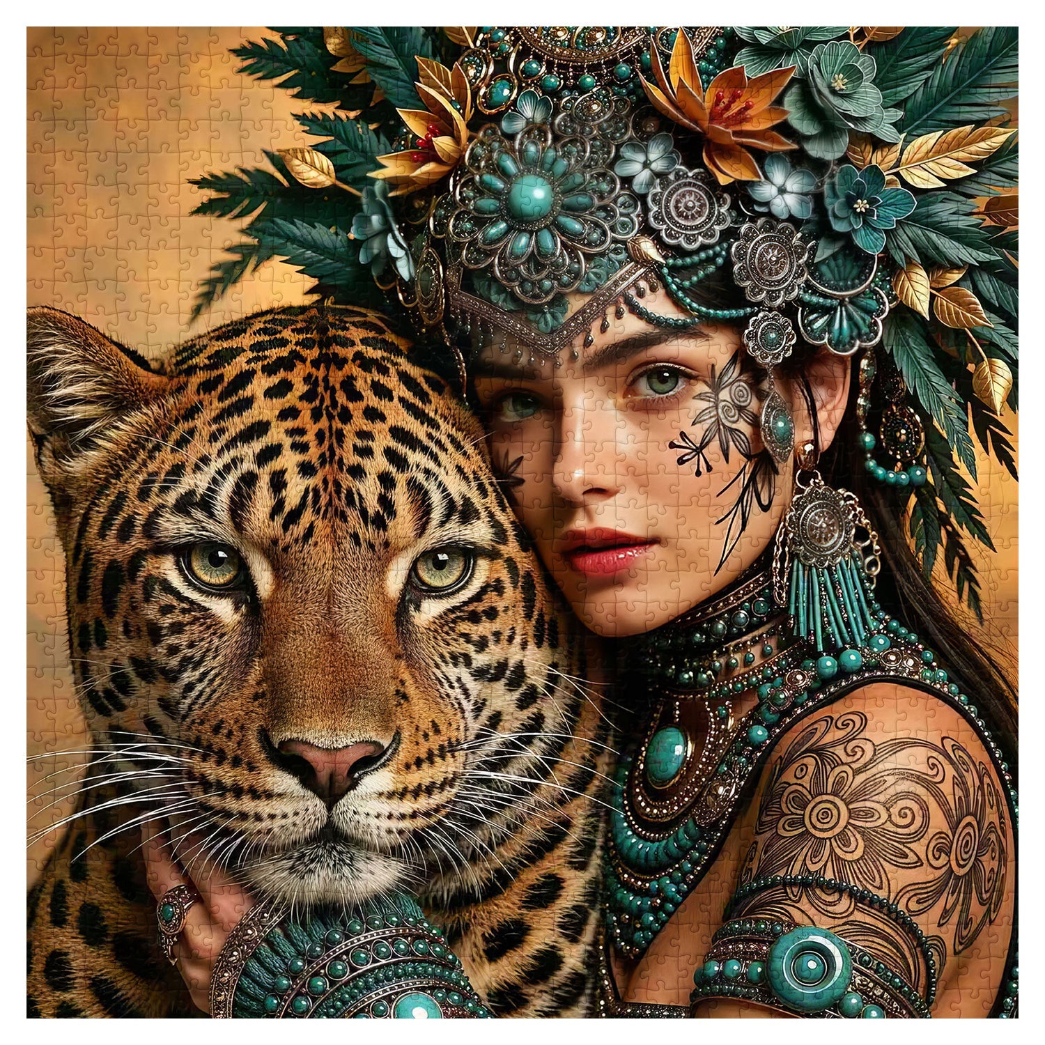 Tribal Feline Jigsaw Puzzle 1000 Pieces