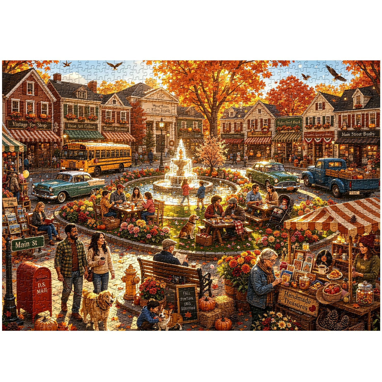 Crimson Maple Market Jigsaw Puzzle 1000 Piece