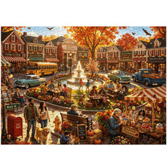 Crimson Maple Market Jigsaw Puzzle 1000 Piece