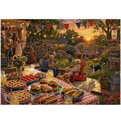 Family Yard BBQ Jigsaw Puzzle 1000 Piece