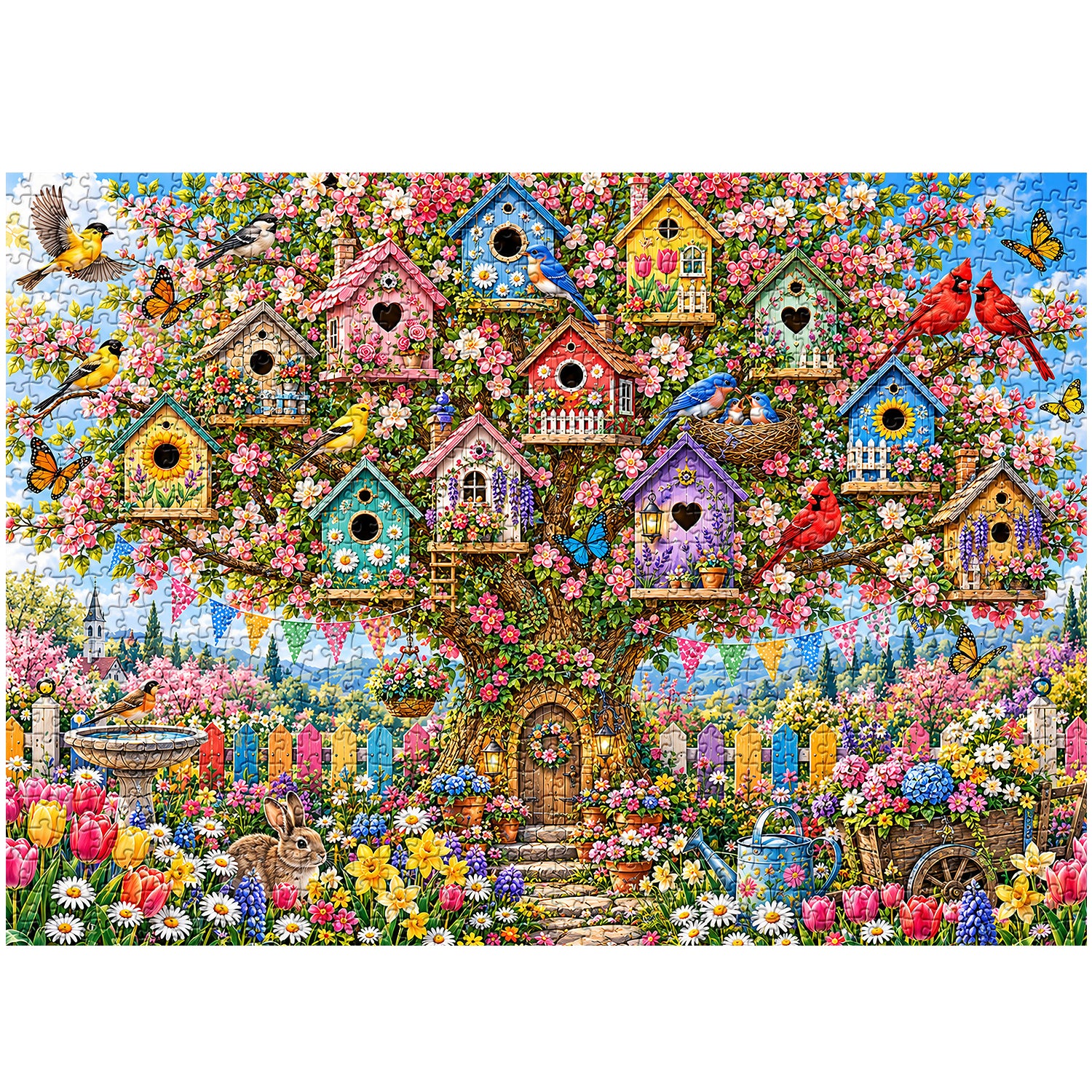 The Enchanted Birdhouse Garden Jigsaw Puzzle 1000 Piece