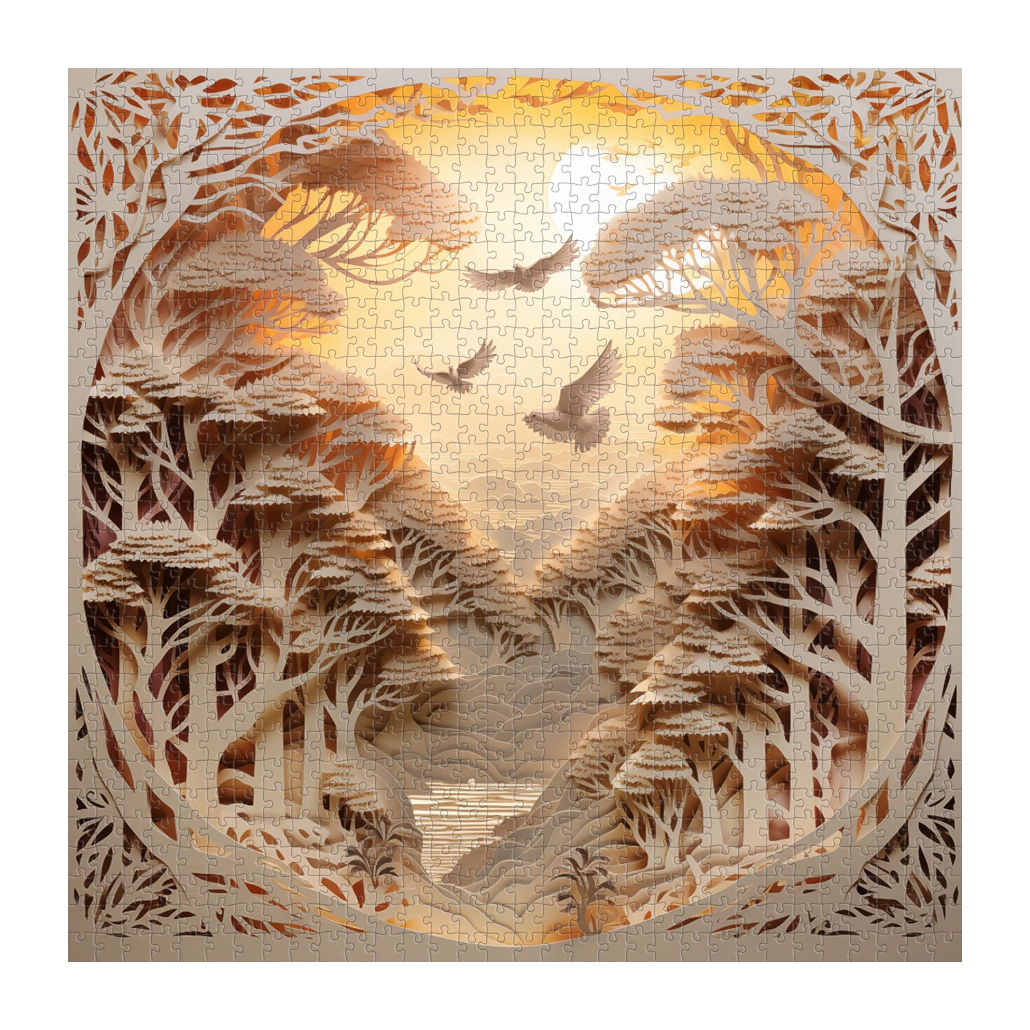 3D Forest Sunset Jigsaw Puzzle 1000 Pieces – Fun-Puzzle