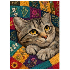 Floral Quilt Cat  Jigsaw Puzzle 1000 Pieces