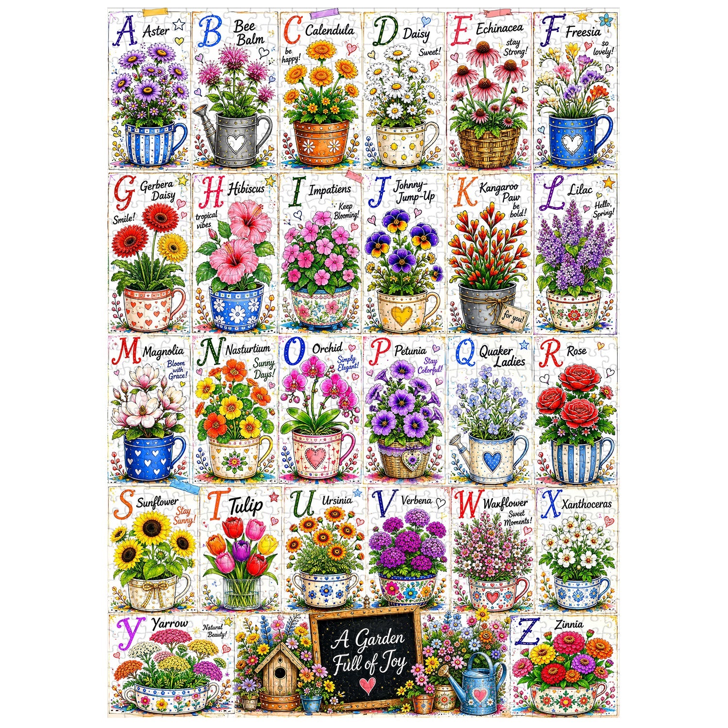 Flower Alphabet Jigsaw Puzzle 1000 Pieces
