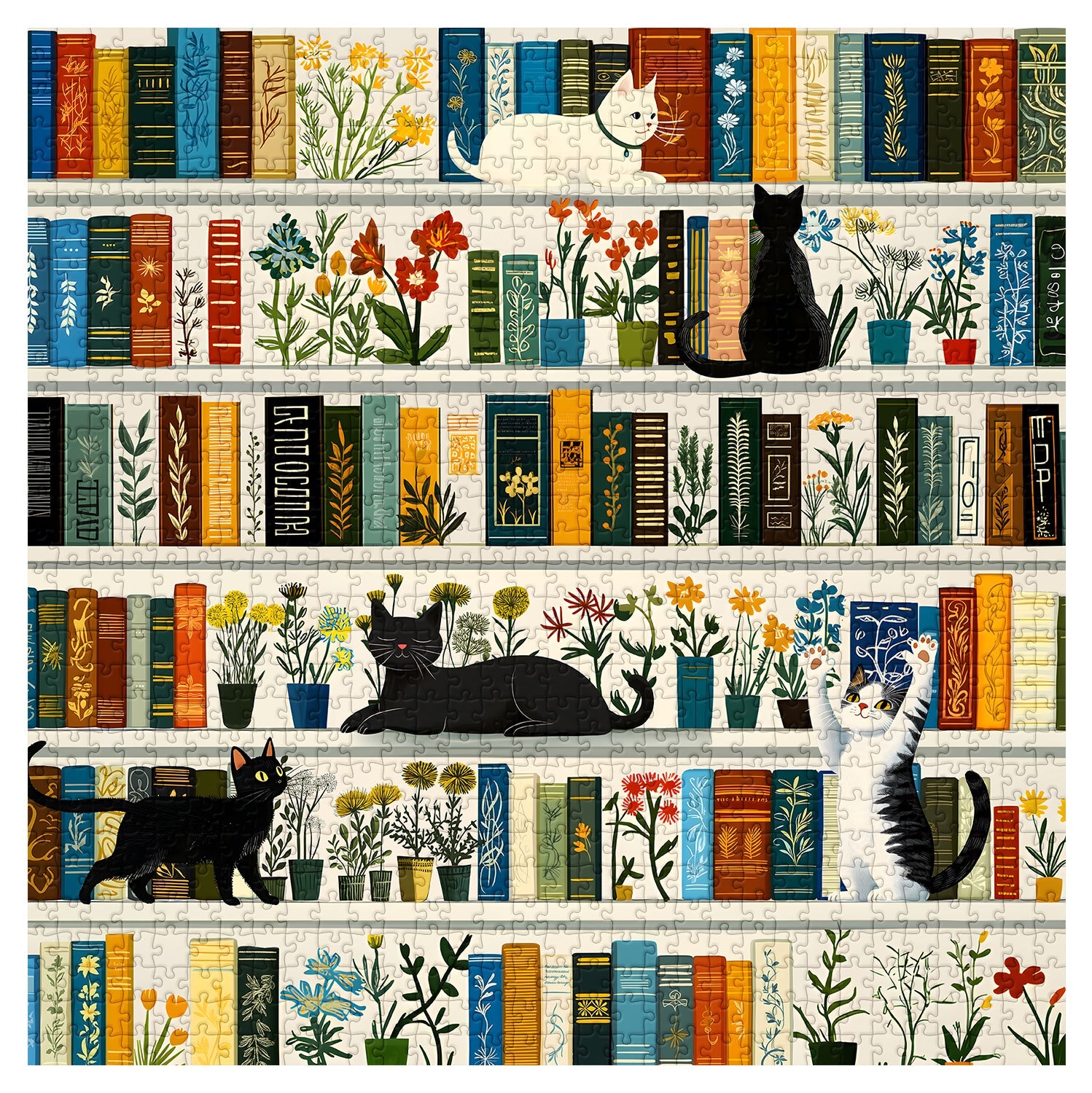 Bookshelf Cats Jigsaw Puzzle 1000 Pieces