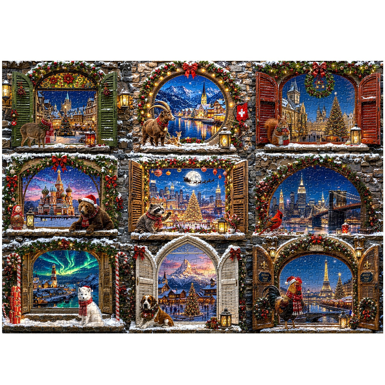 Christmas Windows Jigsaw Puzzle 1000 Piece
