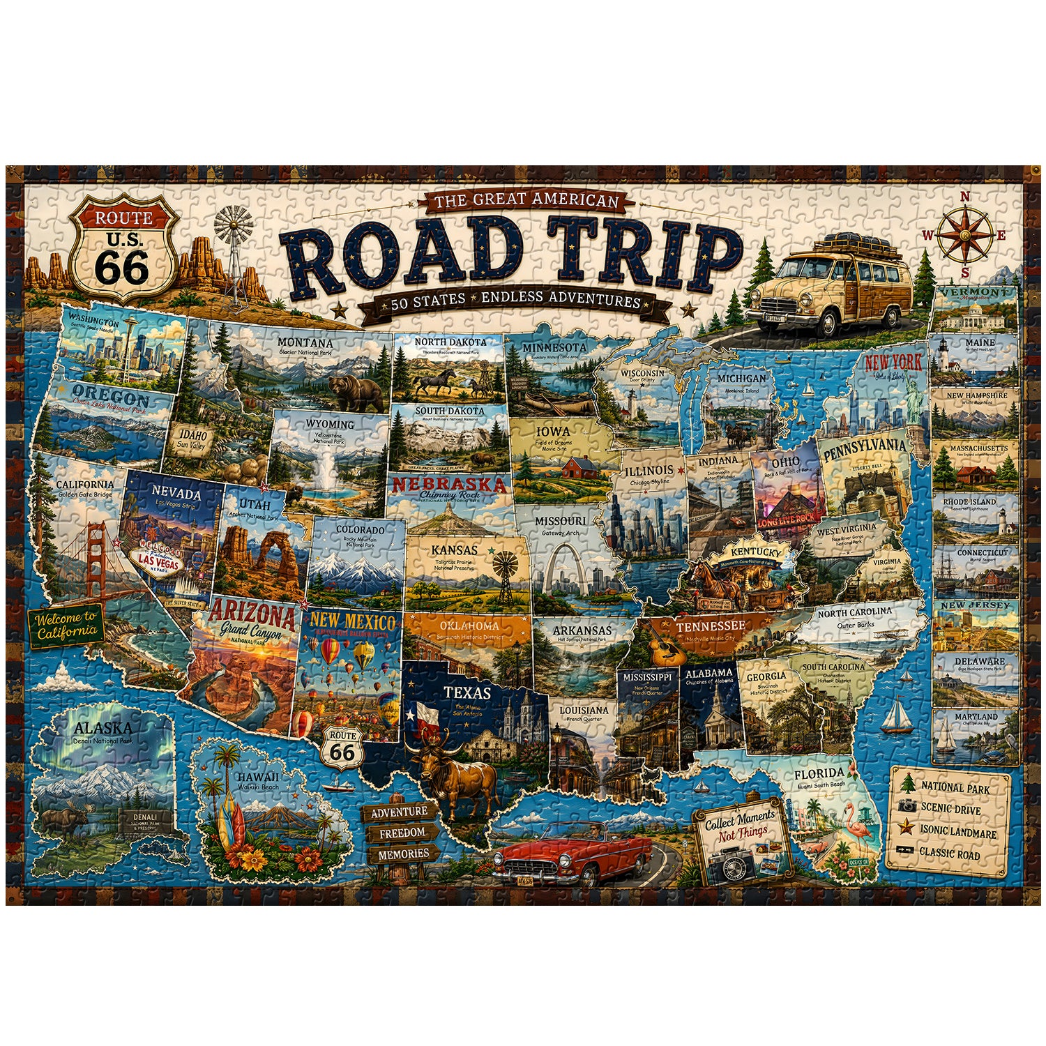 Puzzle de 1000 pièces Road Trip américain