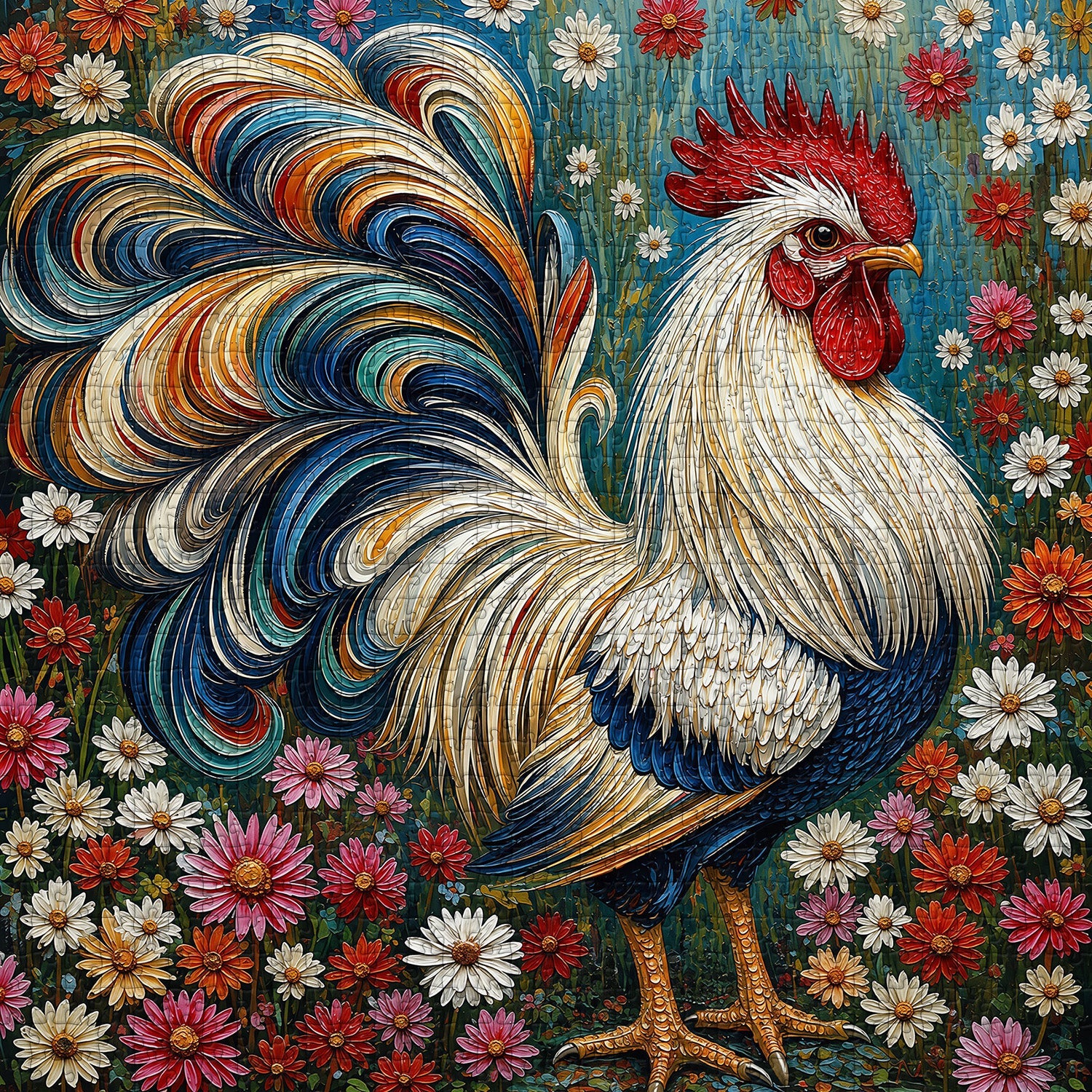Colorful Rooster Jigsaw Puzzle 1000 Pieces