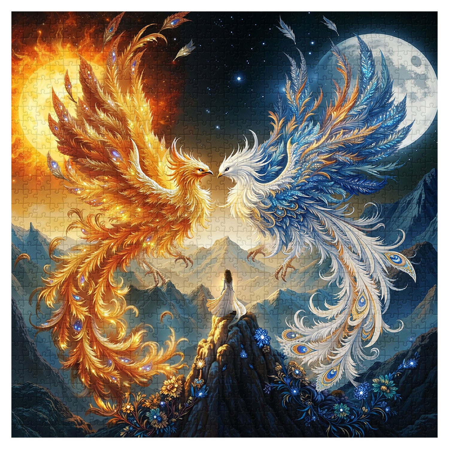 Sun Moon Phoenixes Jigsaw Puzzle 1000 Pieces