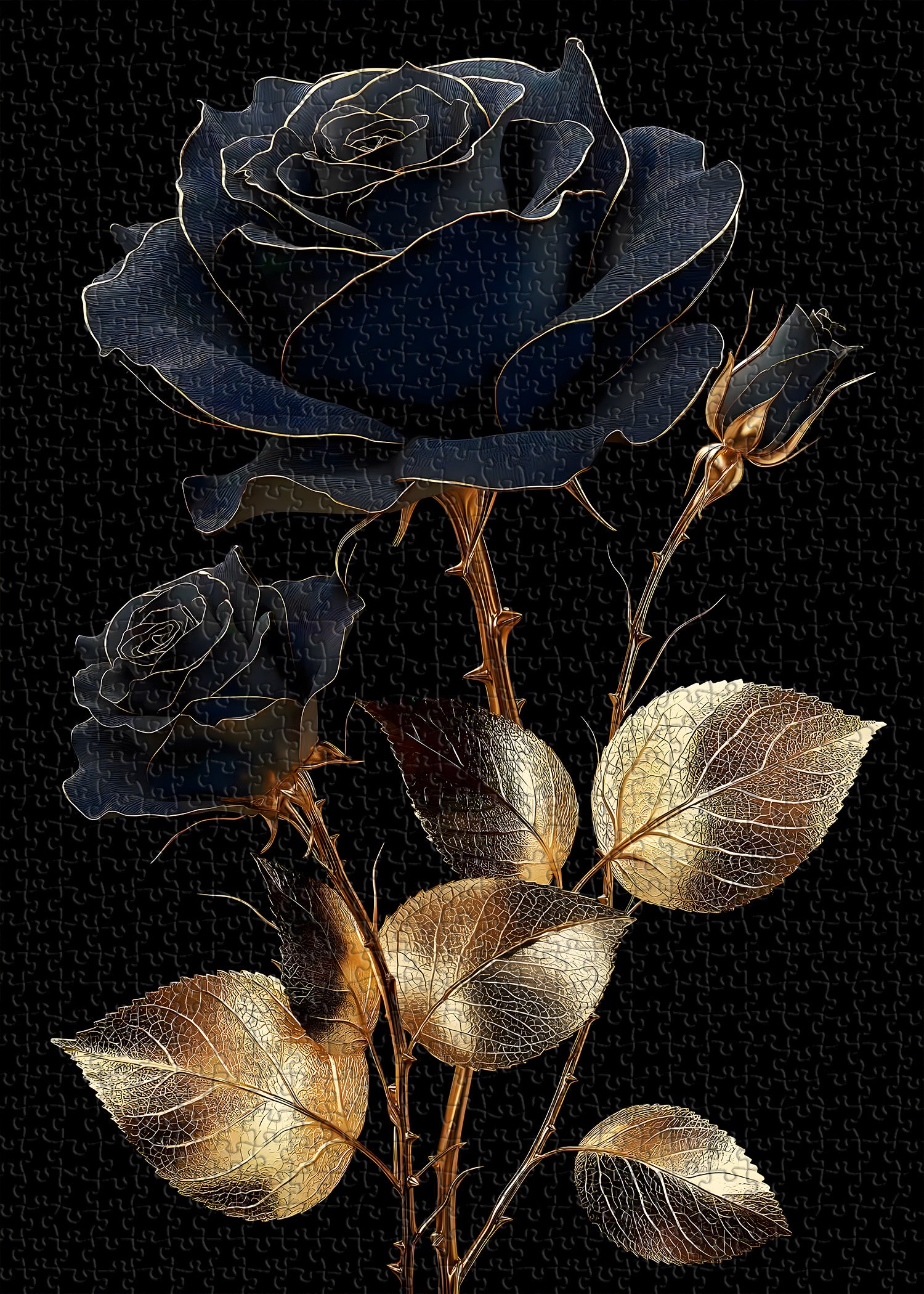 Black Gold Rose Jigsaw Puzzles 1000 Pieces
