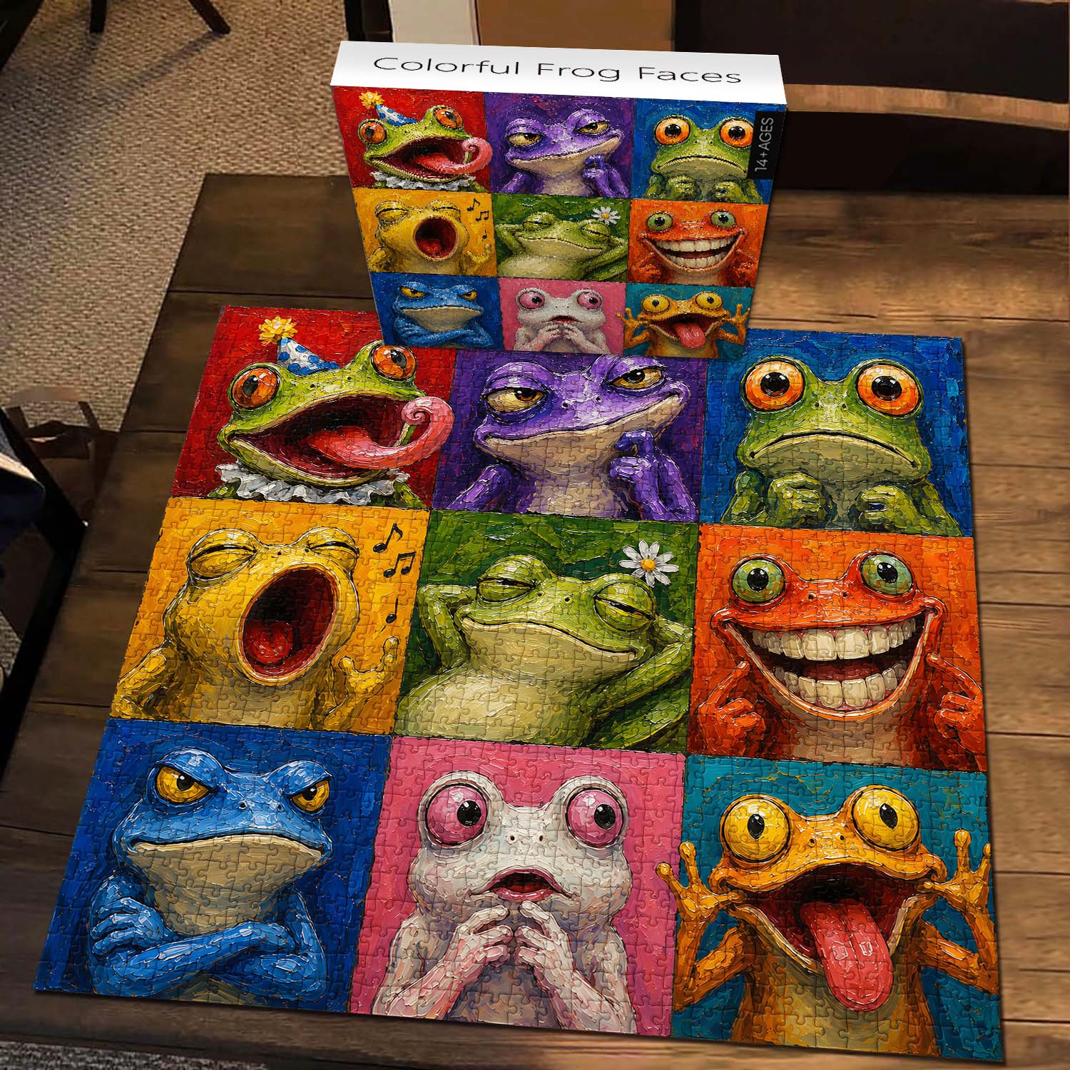 Colorful Frog Faces Jigsaw Puzzle 1000 Piece