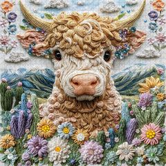 Embroidered Cattle Jigsaw Puzzle 1000 Pieces