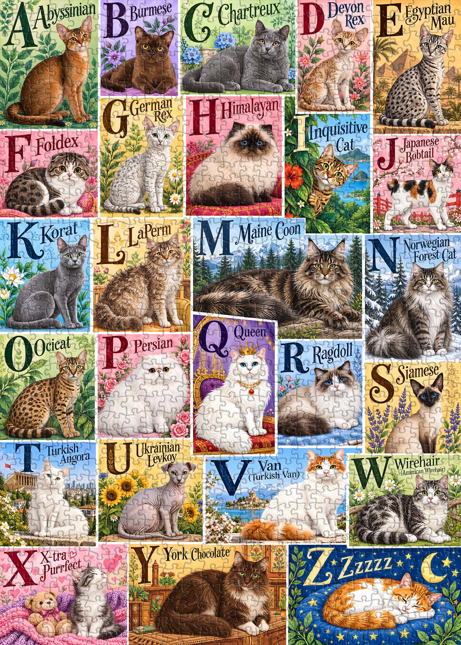 Alphabet Cats Jigsaw Puzzle 1000 Piece