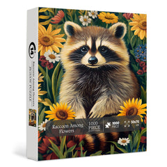 Raccoon Among Flowers Jigsaw Puzzles 1000 Pieces
