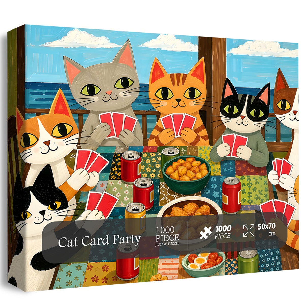 Cat Card Party Jigsaw Puzzle 1000 Piece