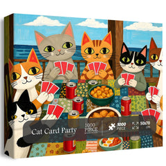 Cat Card Party Jigsaw Puzzle 1000 Piece