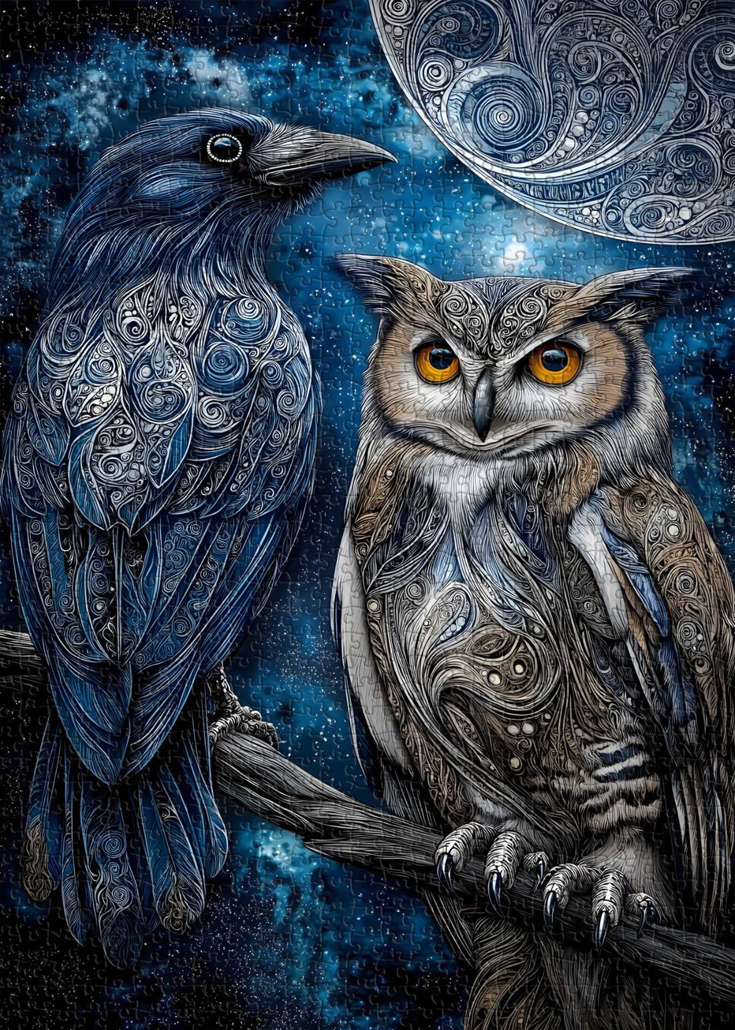 Moonlit Raven Owl Jigsaw Puzzle 1000 Pieces