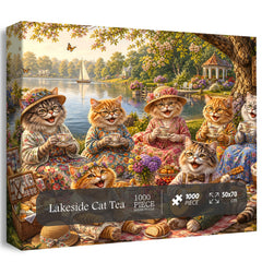 Lakeside Cat Tea Jigsaw Puzzle 1000 Piece