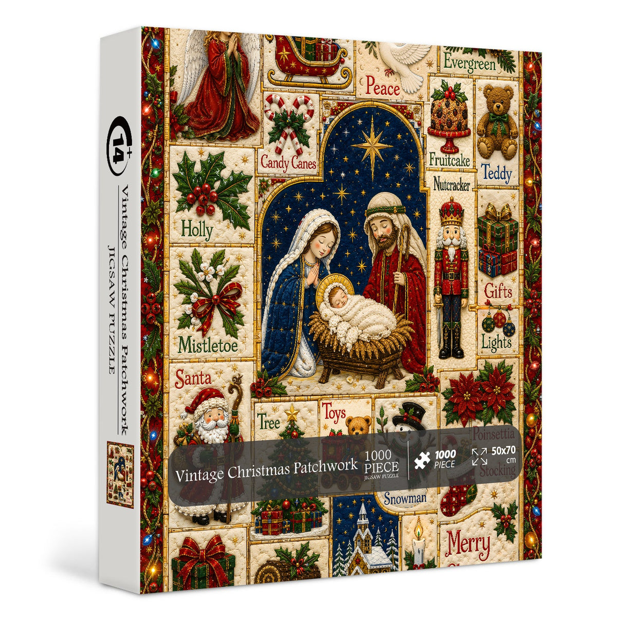Vintage Christmas Patchwork Jigsaw Puzzle 1000 Pieces