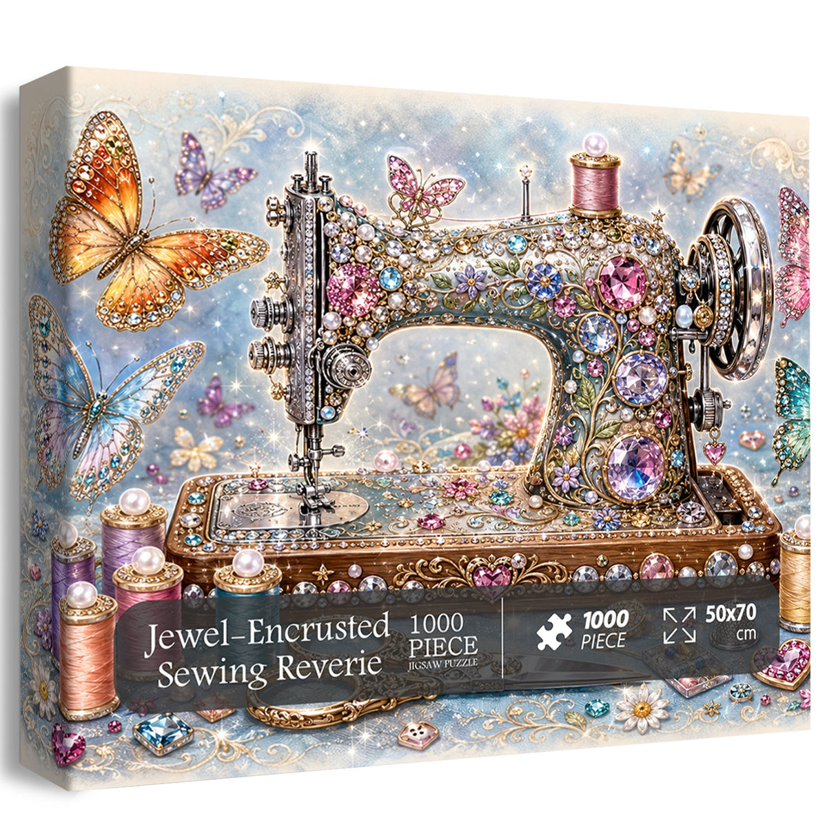 Jewel-Encrusted Sewing Reverie Jigsaw Puzzle 1000 Piece
