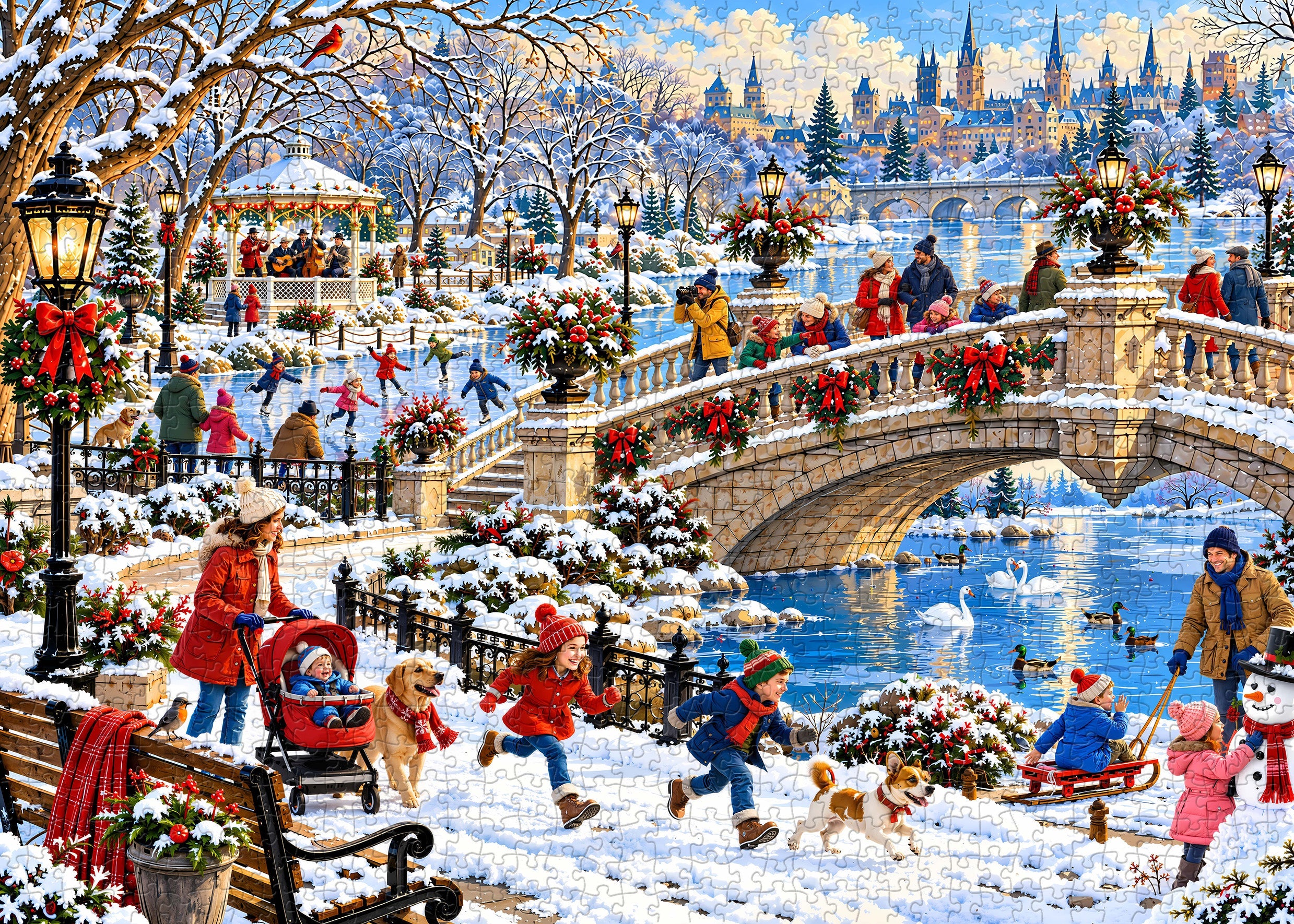 Vibrant Winter Lakeside Jigsaw Puzzle 1000 Pieces