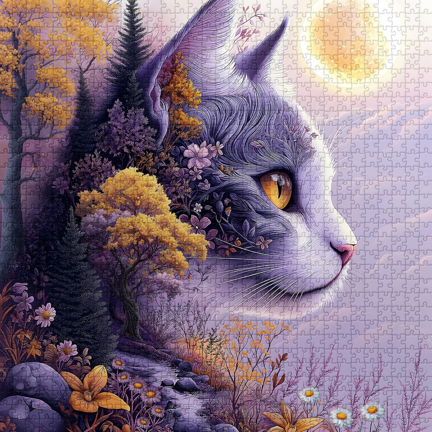 Moonlit Cat Jigsaw Puzzle 1000 Pieces