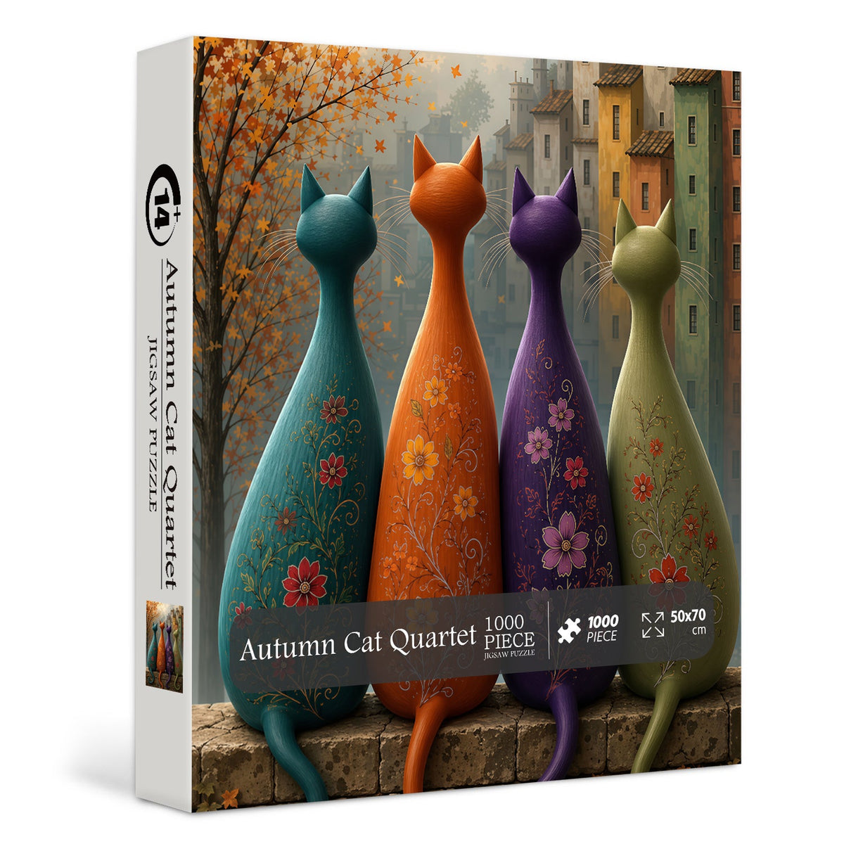 Autumn Cat Quartet Jigsaw Puzzle 1000 Piece