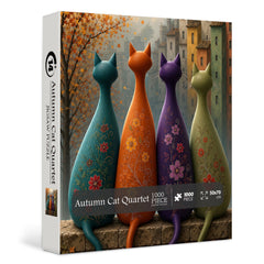 Autumn Cat Quartet Jigsaw Puzzle 1000 Piece