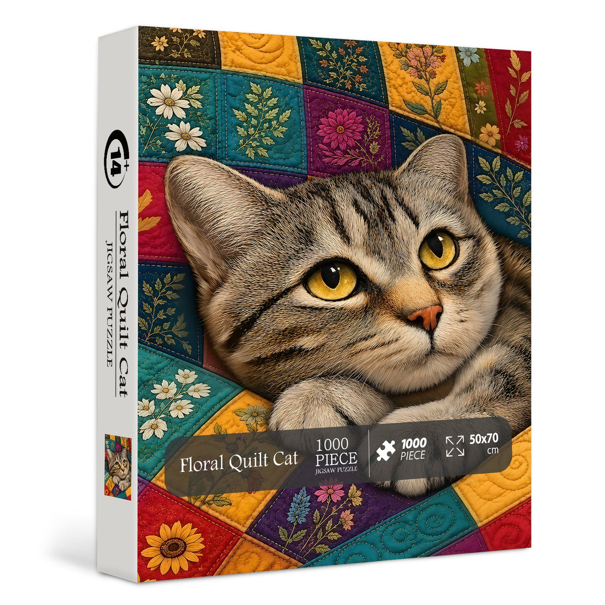 Floral Quilt Cat  Jigsaw Puzzle 1000 Pieces
