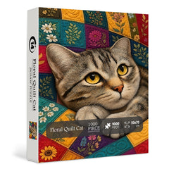 Floral Quilt Cat  Jigsaw Puzzle 1000 Pieces
