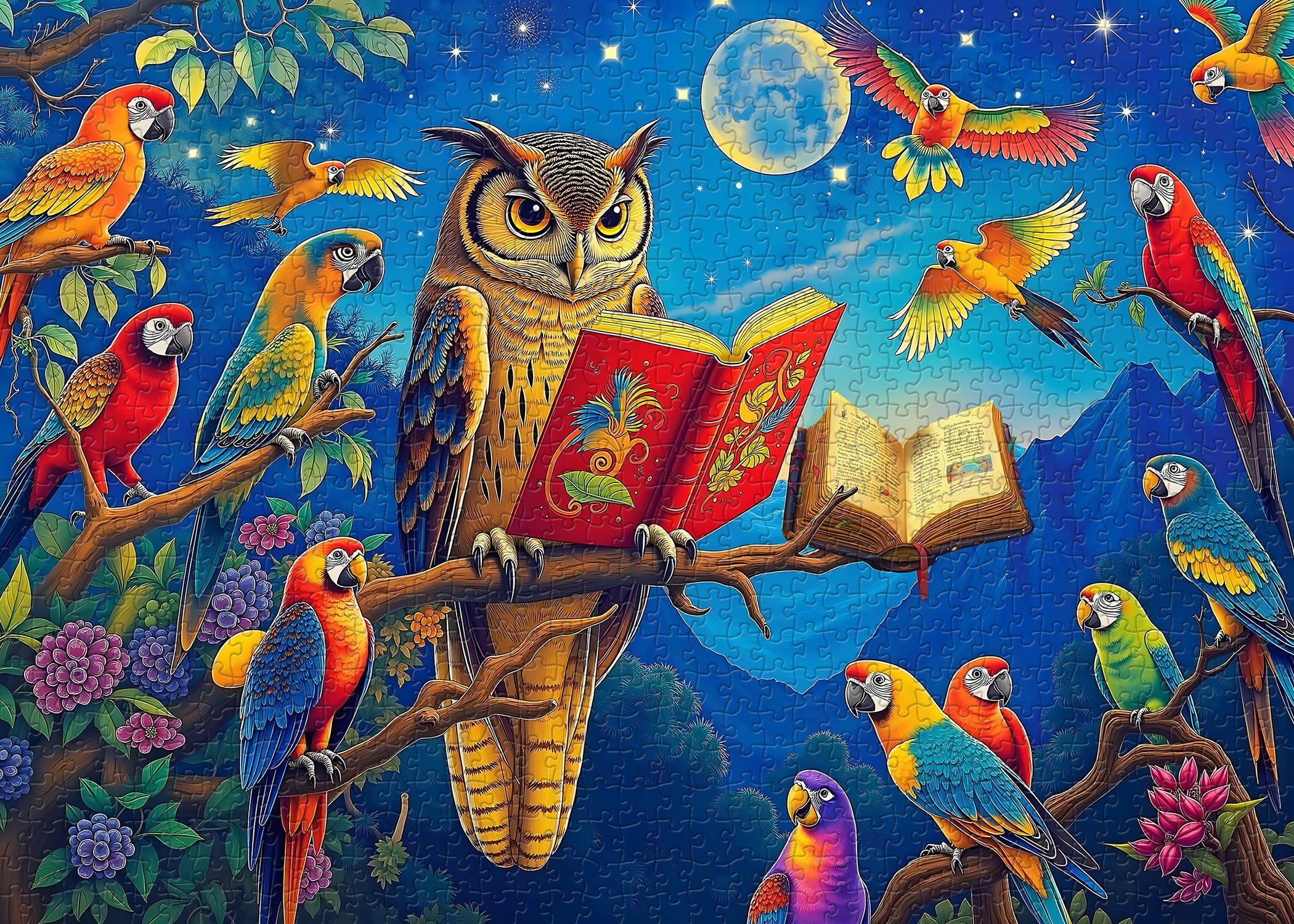 Night Owl & Parrot Storytime Jigsaw Puzzle 1000 Pieces