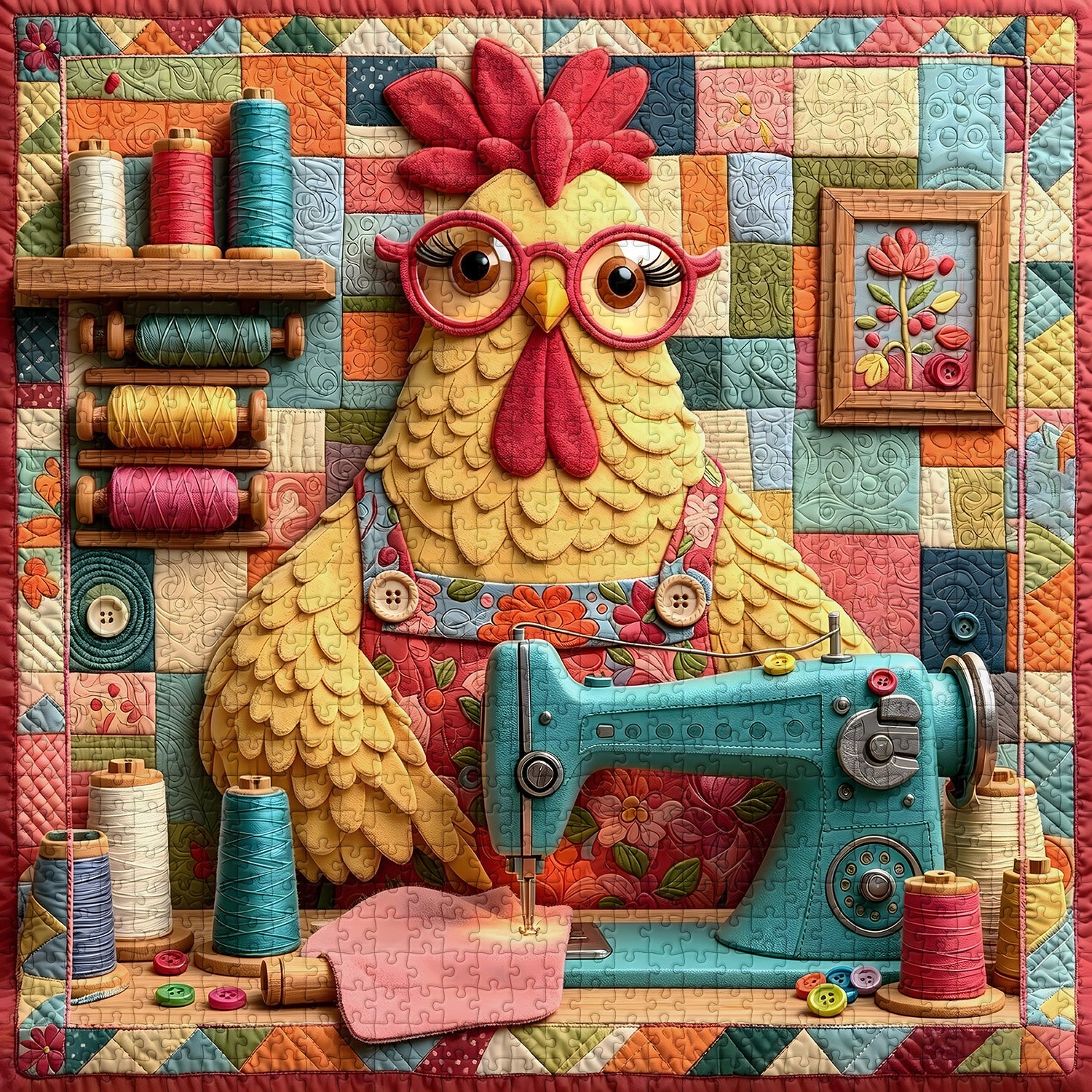 Quilted Chicken Jigsaw Puzzle 1000 Pieces
