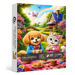 Cute pet picnic Jigsaw Puzzle 1000 Piece