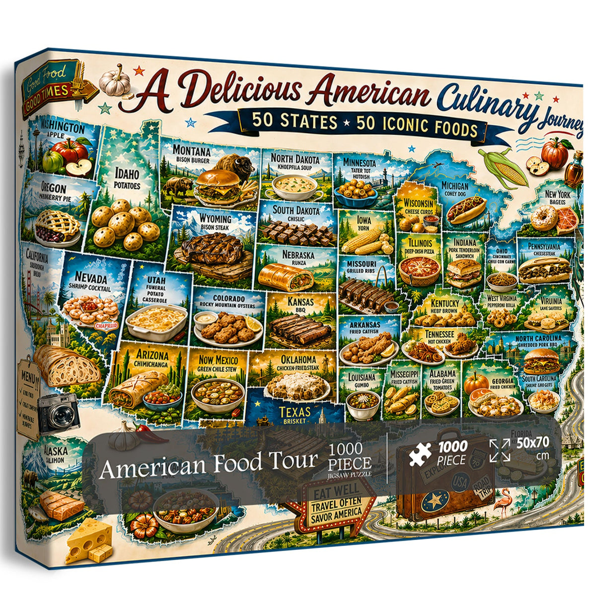 American Food Tour Jigsaw Puzzle 1000 Pieces