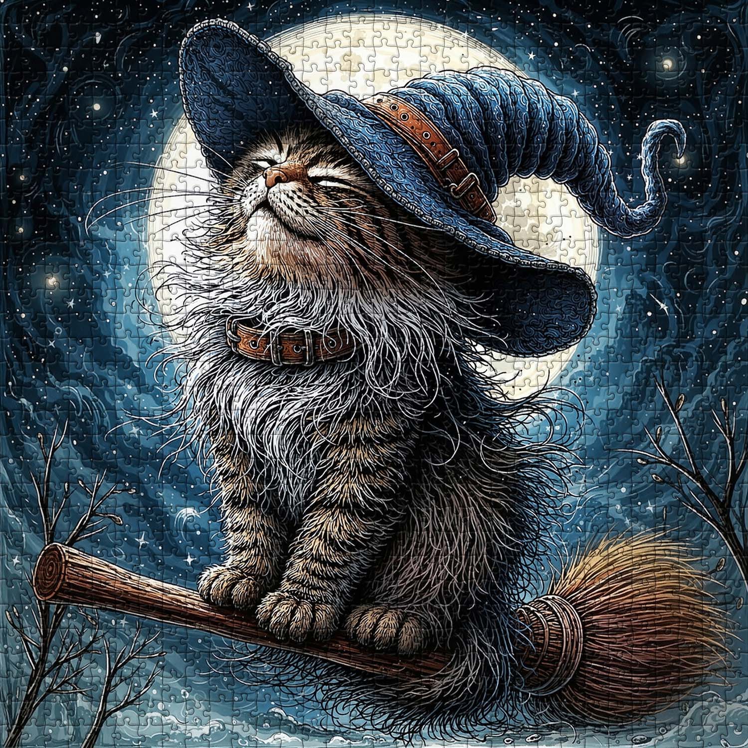 Moonlit Witch Cat  Jigsaw Puzzle 1000 Piece