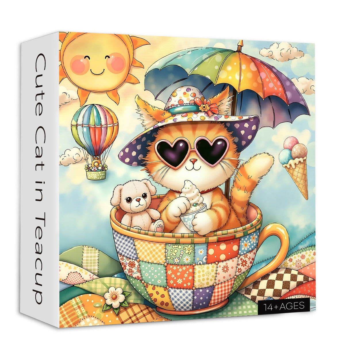 Cute Cat in Teacup Jigsaw Puzzle 1000 Pieces
