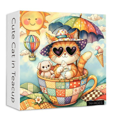 Cute Cat in Teacup Jigsaw Puzzle 1000 Pieces