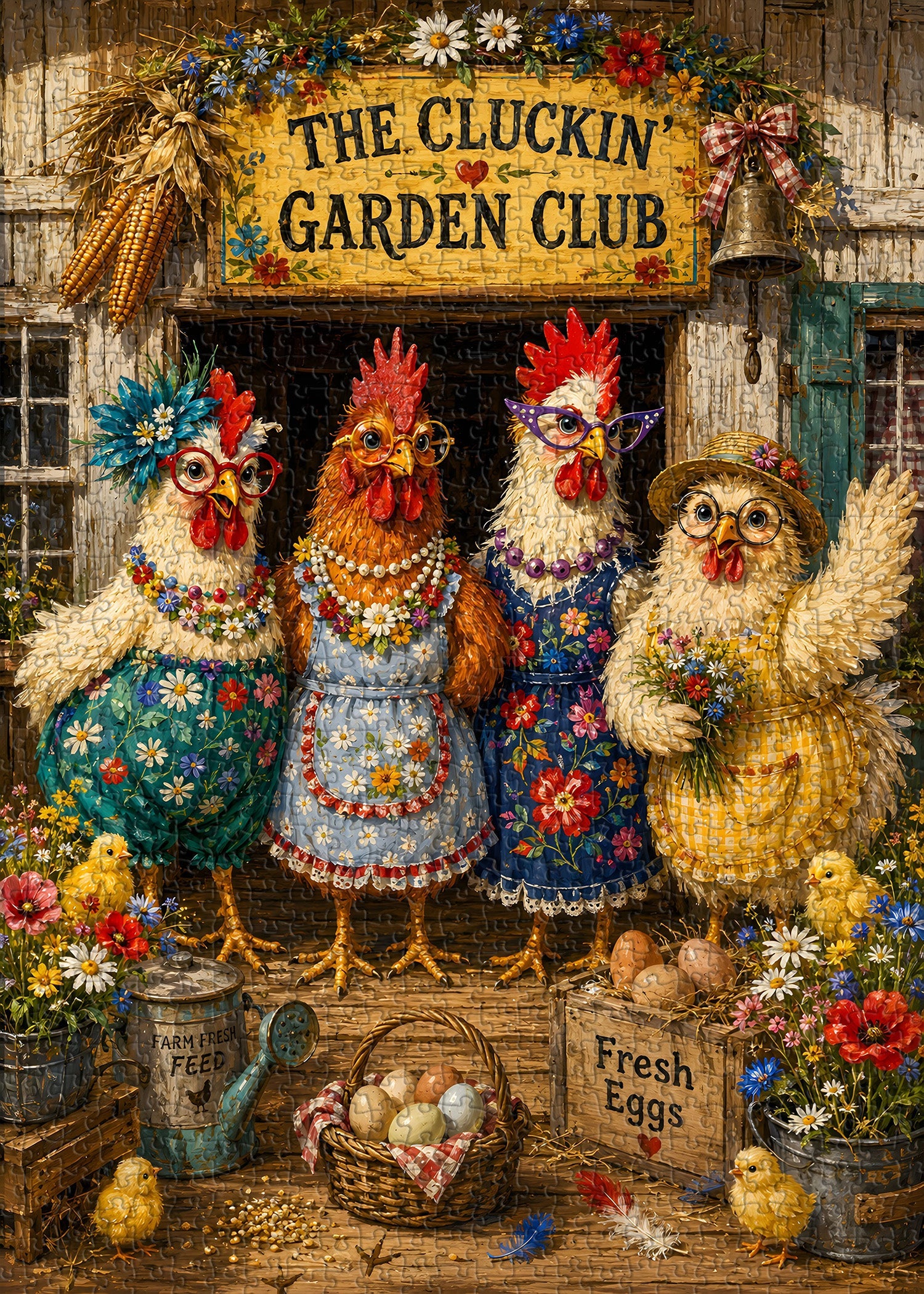 Chicken Garden Club Jigsaw Puzzle 1000 Pieces