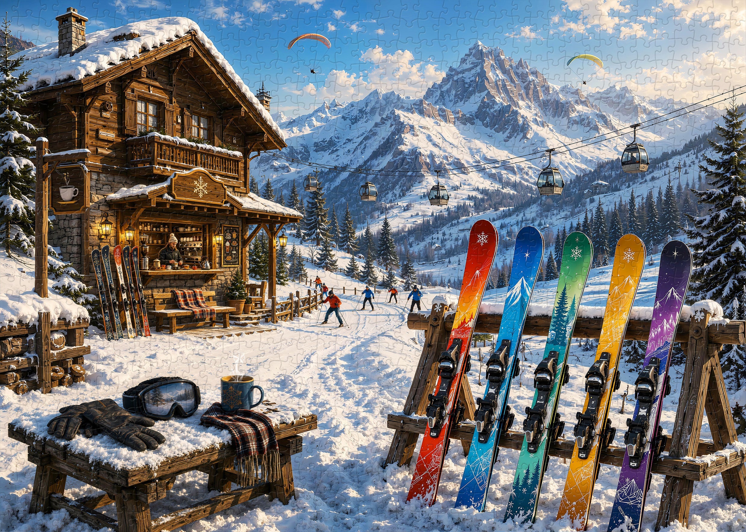 Skiers' Mountain Retreat Jigsaw Puzzle 1000 Pieces